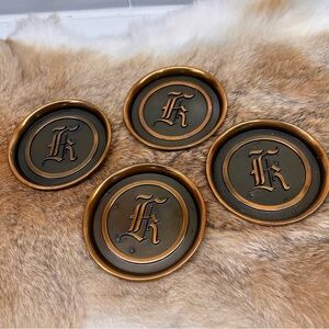 4 Vintage L.E. Mason Co. Bronzed Solid Copper Coaster/Ashtrays - Boston, Mass.